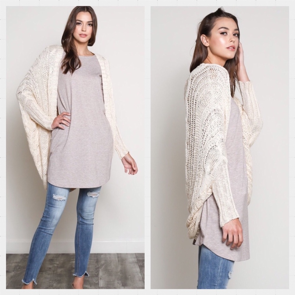 💗 Natural Cable Knit Open Cardigan. S/M & M/L